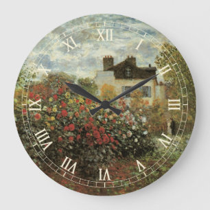 Monet's Garden at Argenteuil by Claude Monet Large Clock