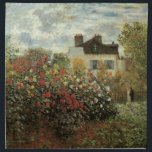 Monet's Garden at Argenteuil by Claude Monet Napkin<br><div class="desc">The Artist's Garden in Argenteuil (A Corner of the Garden with Dahlias) (1873) by Claude Monet is a vintage impressionism fine art floral nature painting. A country farm house is in the background. A couple in love is walking past a romantic spring season garden with blooming roses and other flowers....</div>