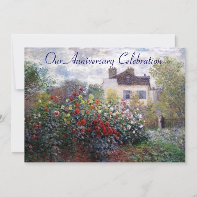 Monet's Garden Flowers Anniversary Invitation (Front)