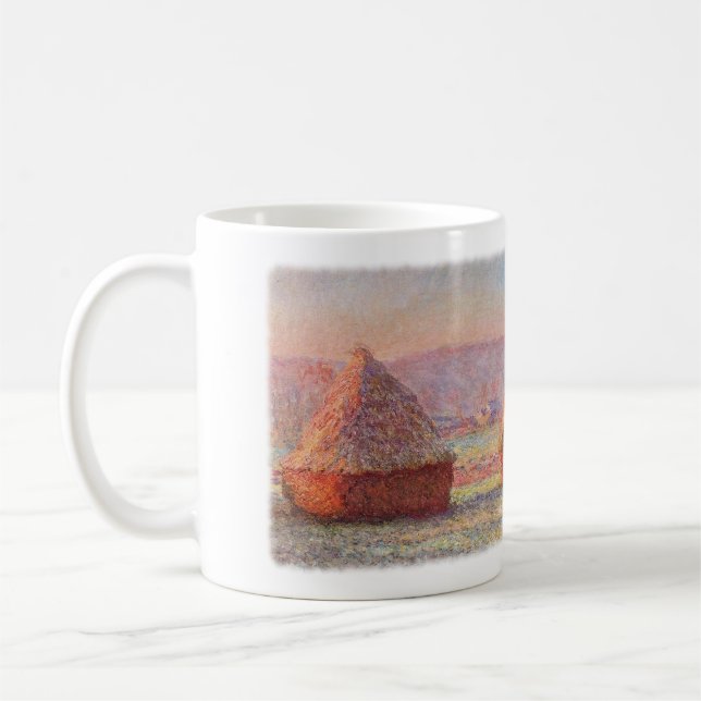 Monet's Haystacks, White Frost, Sunrise Coffee Mug (Left)