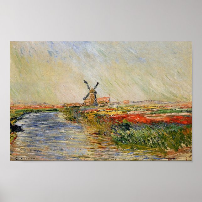 Monet's Tulip Field in Holland Poster (Front)