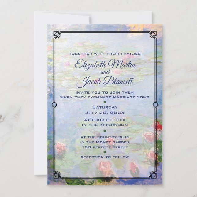 Monet's Water Lilies Art Wedding Invitation (Front)