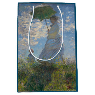 Monet's Woman with Parasol,Impressionist Landscape Medium Gift Bag