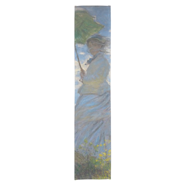 Monet's Woman with Parasol,Impressionist Landscape Short Table Runner (Front)