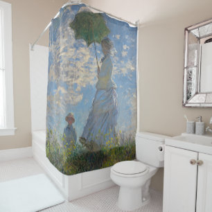 Monet's Woman with Parasol,Impressionist Landscape Shower Curtain