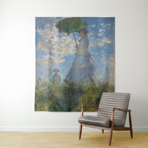 Monet's Woman with Parasol,Impressionist Landscape Tapestry