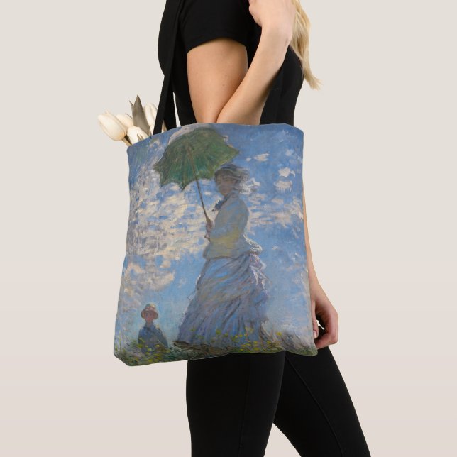 Monet's Woman with Parasol,Impressionist Landscape Tote Bag (Close Up)