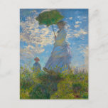 Monet's Woman with Parasol Postcard<br><div class="desc">Woman with Parasol was painted by impressionist painter Claude Monet in 1875.  The painting is of Madame Monet and her son. This classic masterpiece is filled with light and softness in pastel and bright shades of blue and green.</div>