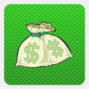 Money Bags; Green Square Sticker