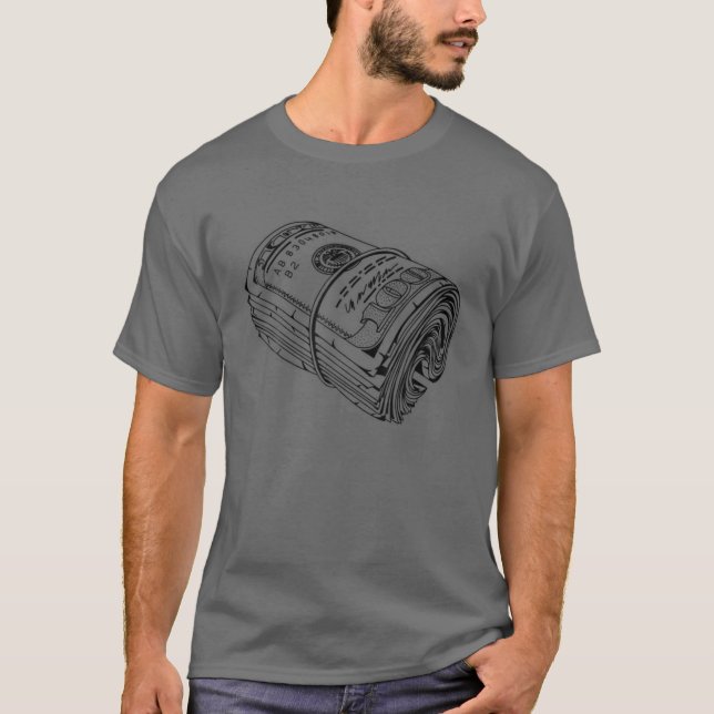 Money Bundle Hoodie, Money Rolls Motif, Urban Art T-Shirt (Front)
