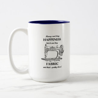 Money Can Buy Fabric Sewing Machine Vintage Mug