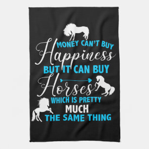 Money Can Buy Horses Blue  Tea Towel