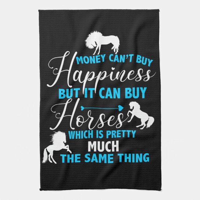 Money Can Buy Horses Blue  Tea Towel (Vertical)