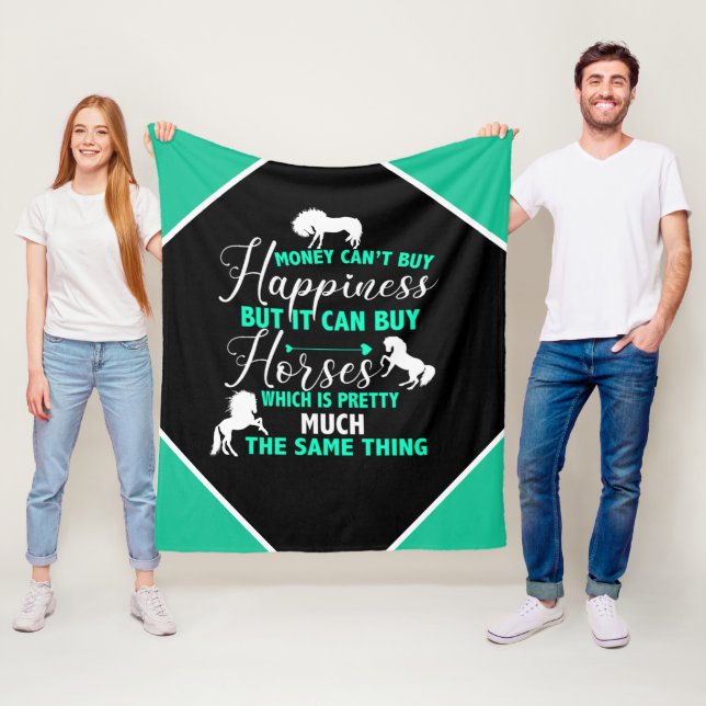 Money Can Buy Horses Mint Green   Fleece Blanket (In Situ)