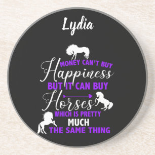 Money Can Buy Horses Purple Personalised  Coaster