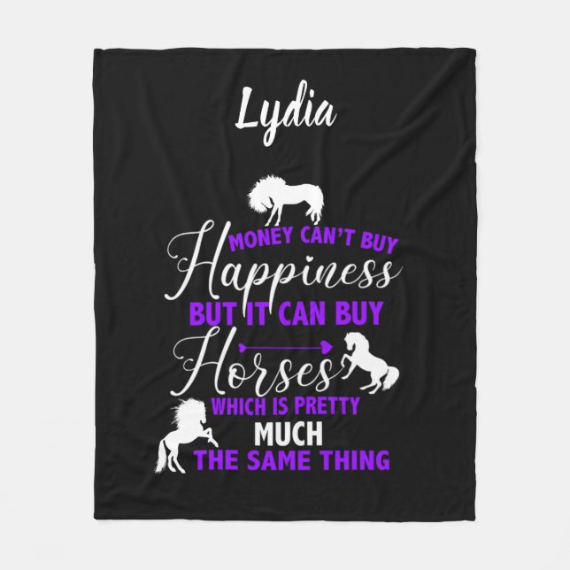 Money Can Buy Horses Purple Personalised    Fleece Blanket (Front)