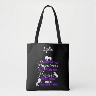 Money Can Buy Horses Purple Personalised   Tote Bag
