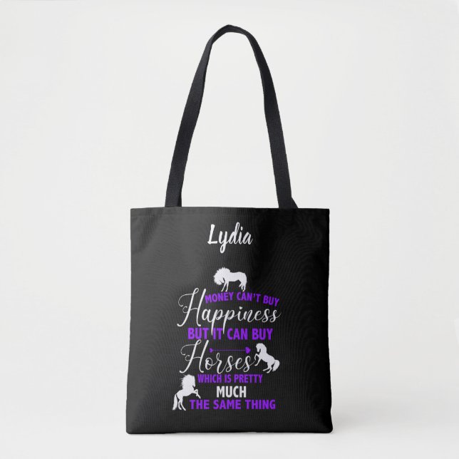 Money Can Buy Horses Purple Personalised   Tote Bag (Front)