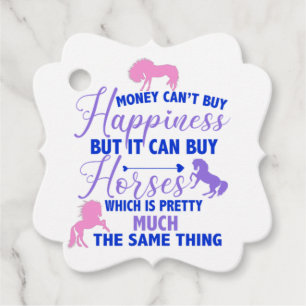 Money Can Buy Horses Purple Pink Favour Tags