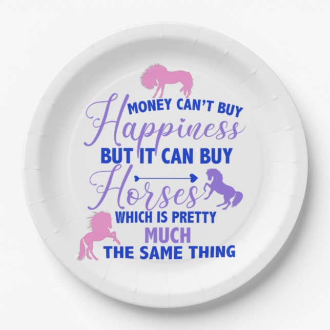 Money Can Buy Horses Purple Pink   Paper Plate (Front)
