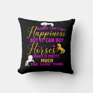 Money Can Buy Horses Purple Yellow Cushion