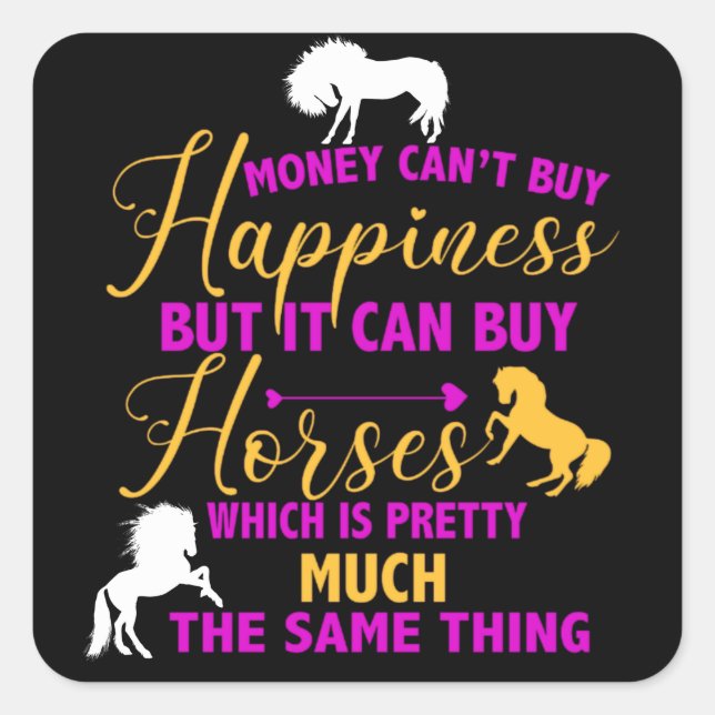 Money Can Buy Horses Purple Yellow     Square Sticker (Front)