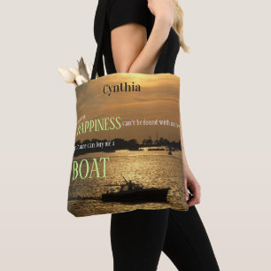 Money Can't Buy Happiness Boat On the Harbour Tote Bag