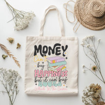 Money Can't Buy Happiness Book Lover Quote Graphic