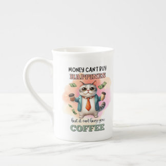 Money Can't Buy Happiness Funny Cat Lover Gift  Bone China Mug