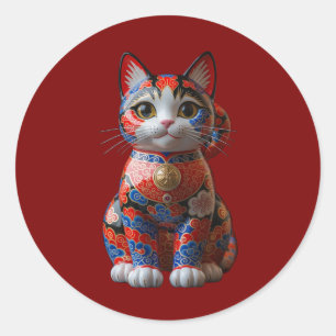 Money cat classic round sticker