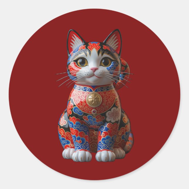 Money cat classic round sticker (Front)