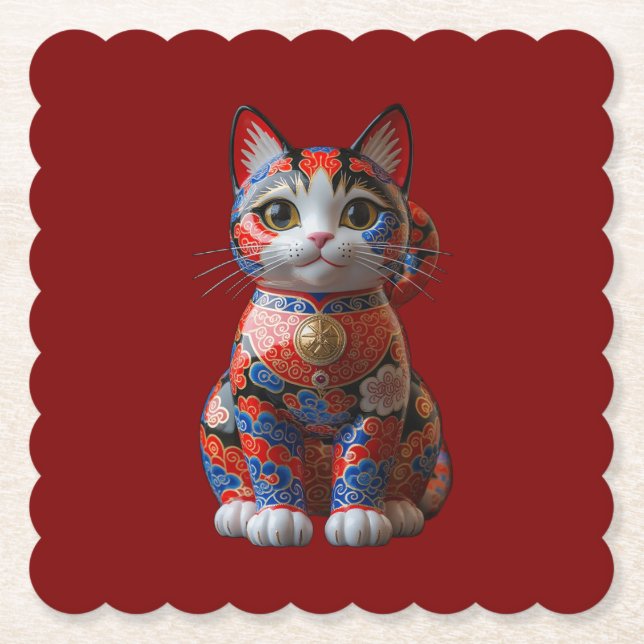Money cat paper coaster (Front)