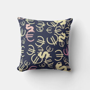 Money Euro Dollar Pattern Throw Pillow Cushion