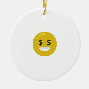 money eye emoji ceramic tree decoration