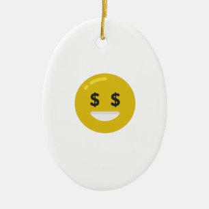 money eye emoji ceramic tree decoration