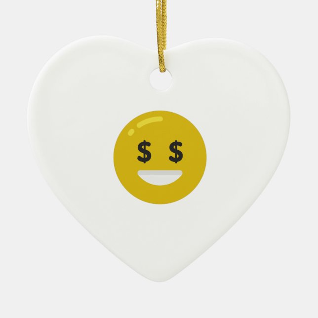 money eye emoji ceramic tree decoration (Front)