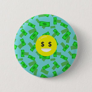 money eyed emoji 6 cm round badge