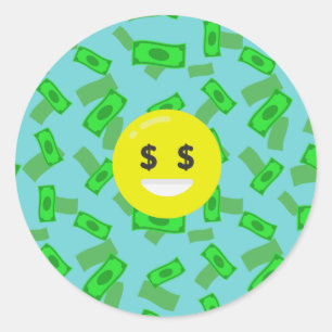 money eyed emoji classic round sticker