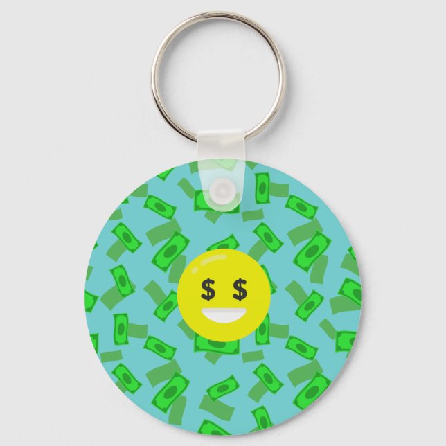 money eyed emoji key ring (Front)