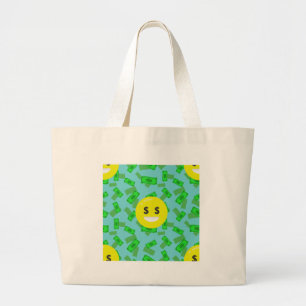 money eyed emoji large tote bag