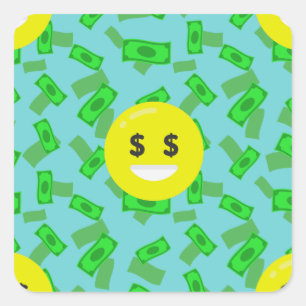 money eyed emoji square sticker