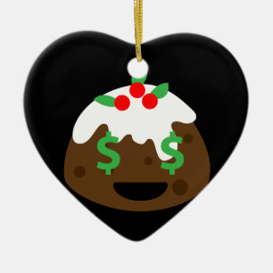 money eyes christmas pudding ceramic tree decoration