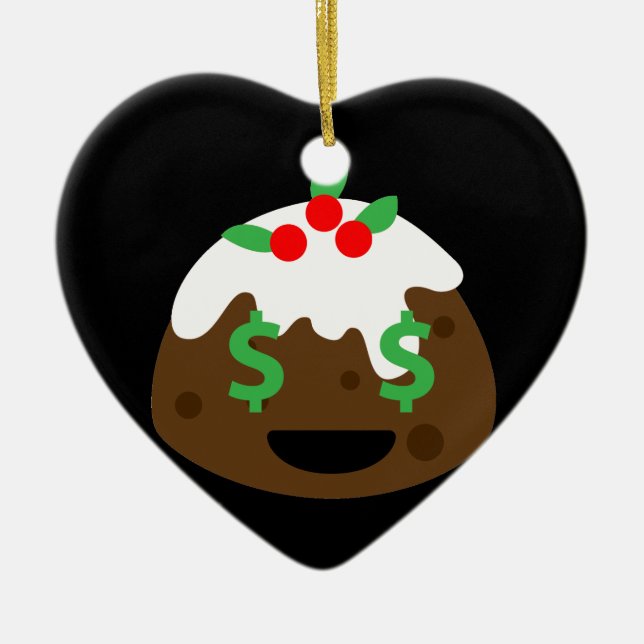 money eyes christmas pudding ceramic tree decoration (Front)