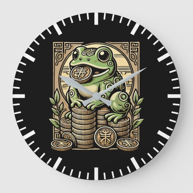 Money Frog, Lucky Toad, Jin Chan - Success Lucky Large Clock (Front)