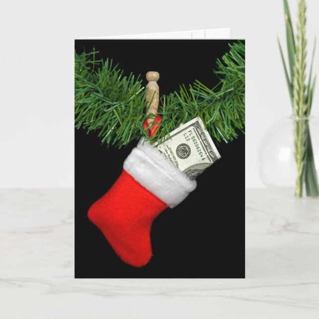 Money In Holiday Stocking Card (Front)