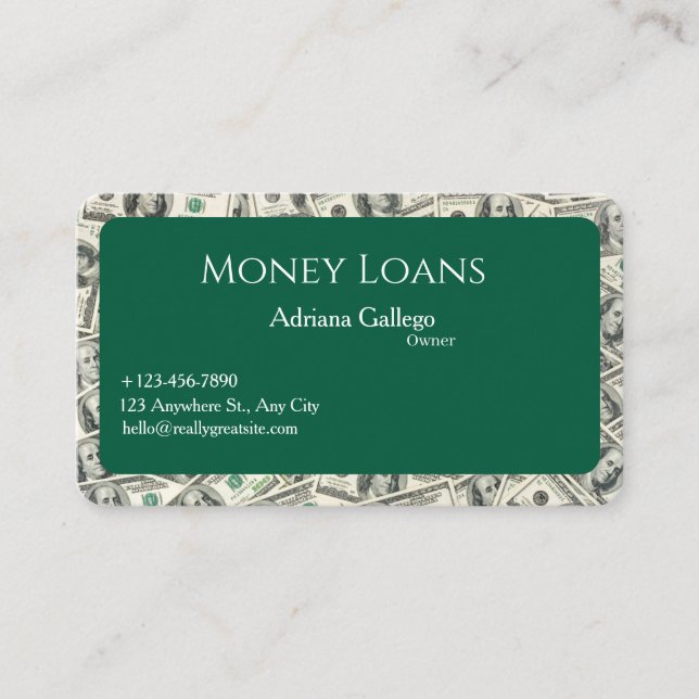 money loans   Business card (editable) (Front)