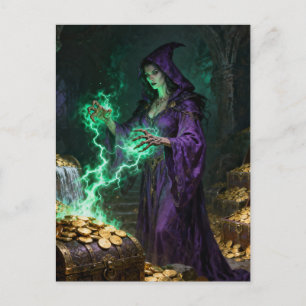 Money magic witch  postcard