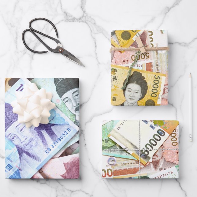 MONEY! MONEY! MONEY! Korean Currency  Wrapping Paper Sheet (Front)