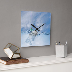 Money on fish hook square wall clock