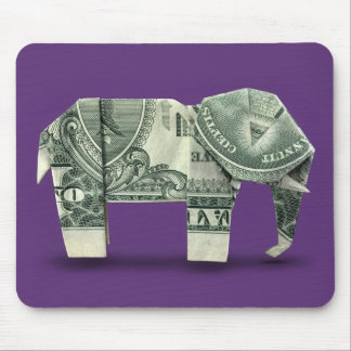 Money Origami Elephant Mouse Pad
